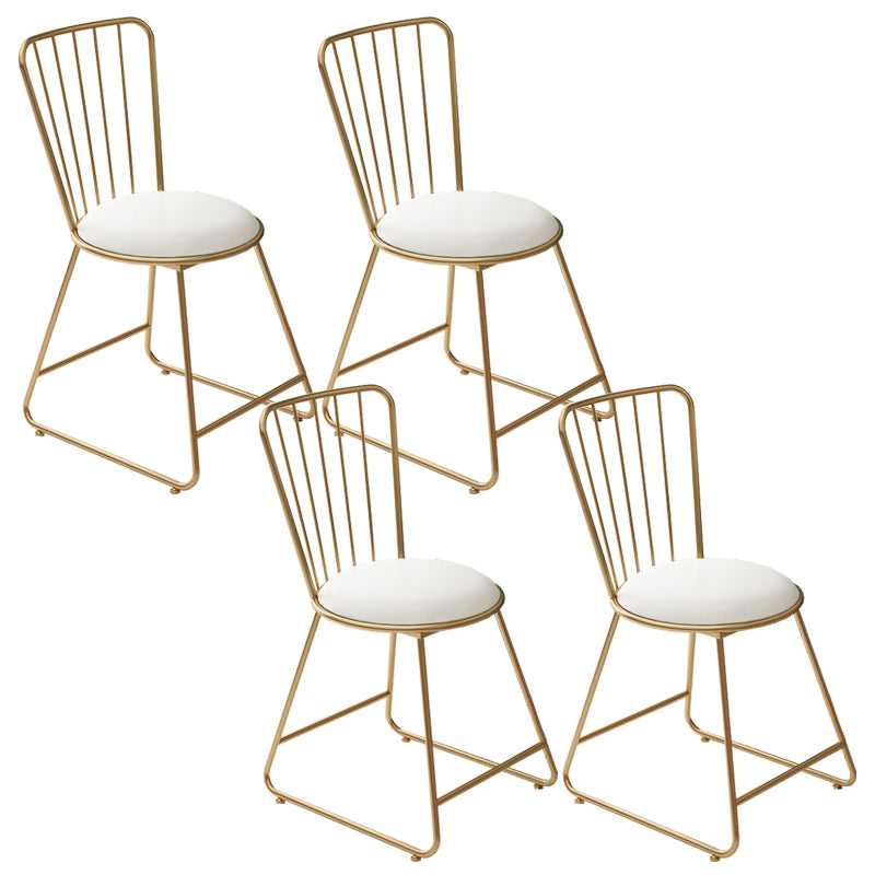 Glam Upholstered Armless Gold Legs Dining Room Side Dining Chair
