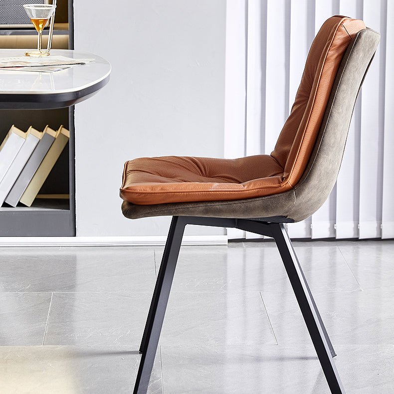 Industrial Indoor Faux Leather Upholstered Armless Parsons Dining Chair