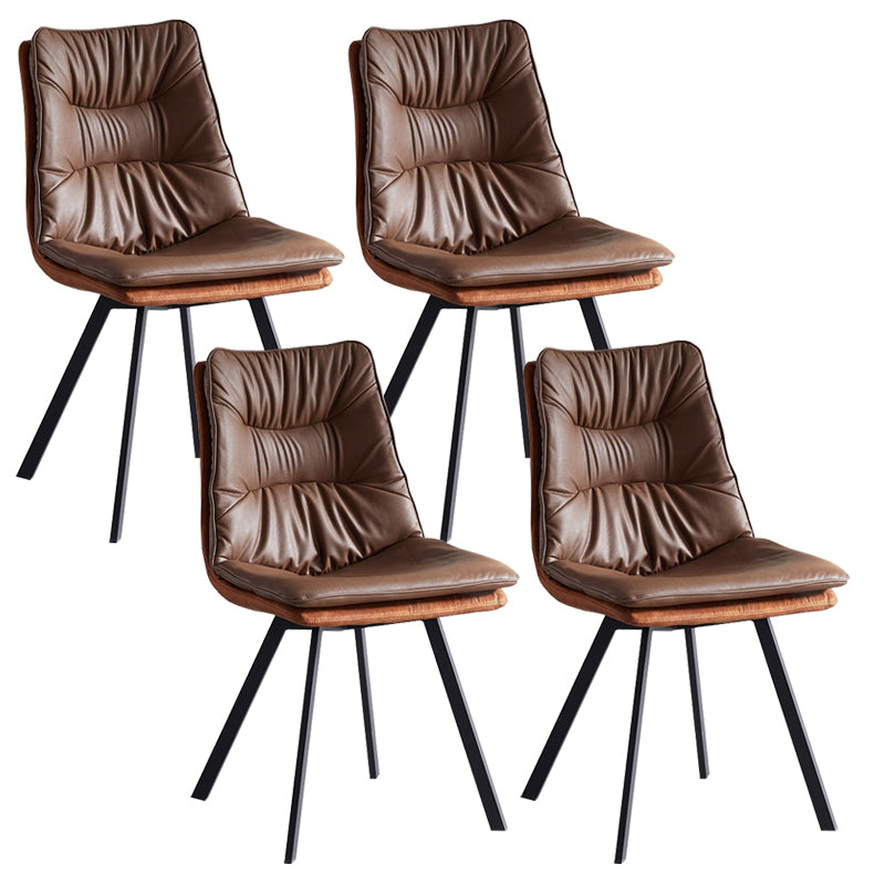 Industrial Indoor Faux Leather Upholstered Armless Parsons Dining Chair