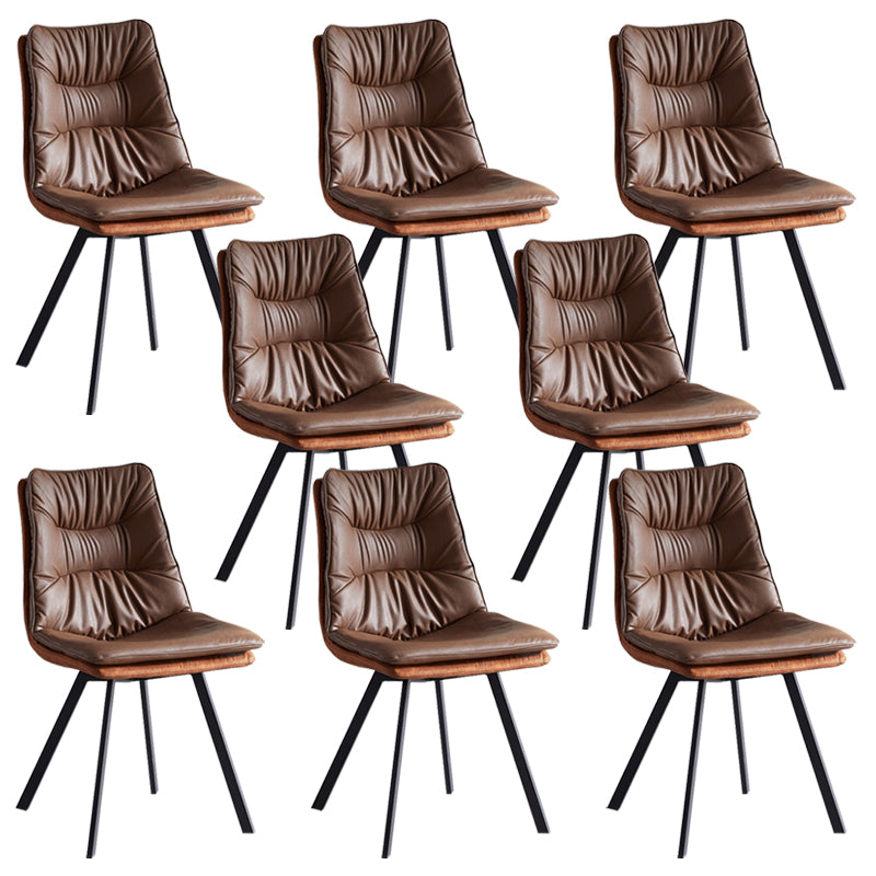 Industrial Indoor Faux Leather Upholstered Armless Parsons Dining Chair