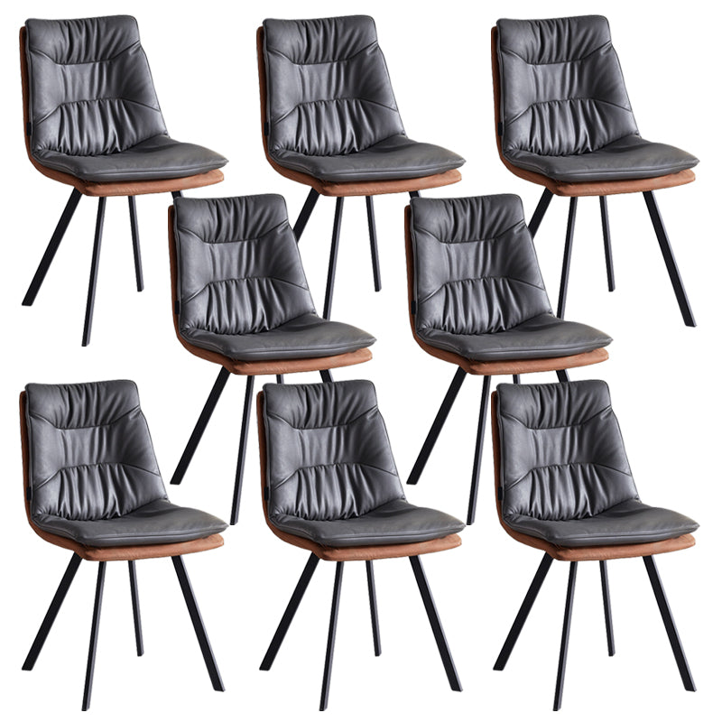 Industrial Indoor Faux Leather Upholstered Armless Parsons Dining Chair