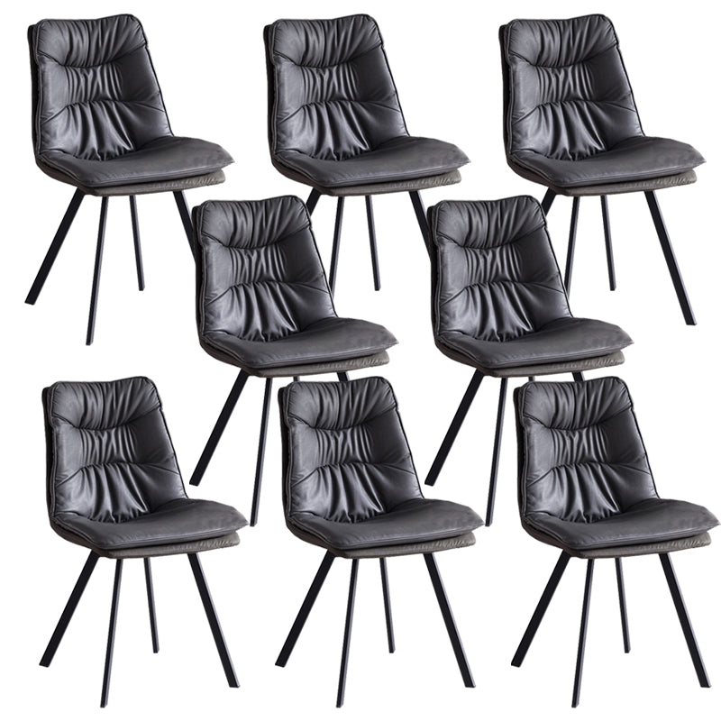 Industrial Indoor Faux Leather Upholstered Armless Parsons Dining Chair
