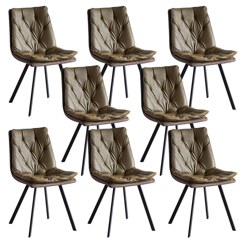Industrial Indoor Faux Leather Upholstered Armless Parsons Dining Chair