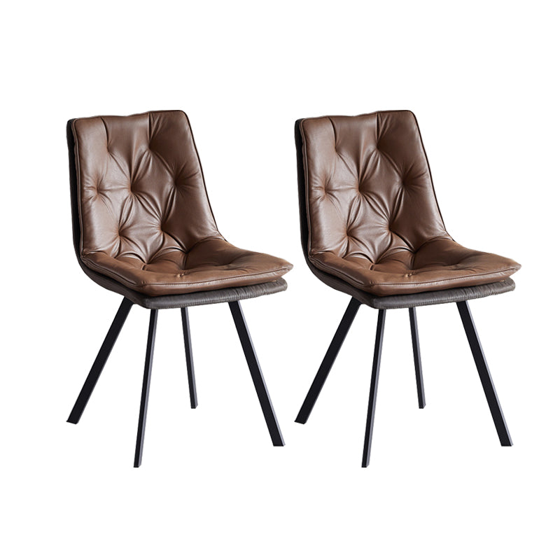 Industrial Indoor Faux Leather Upholstered Armless Parsons Dining Chair