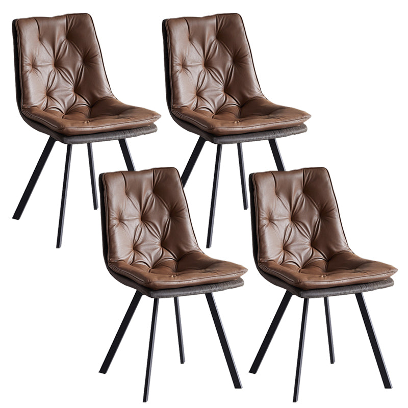 Industrial Indoor Faux Leather Upholstered Armless Parsons Dining Chair