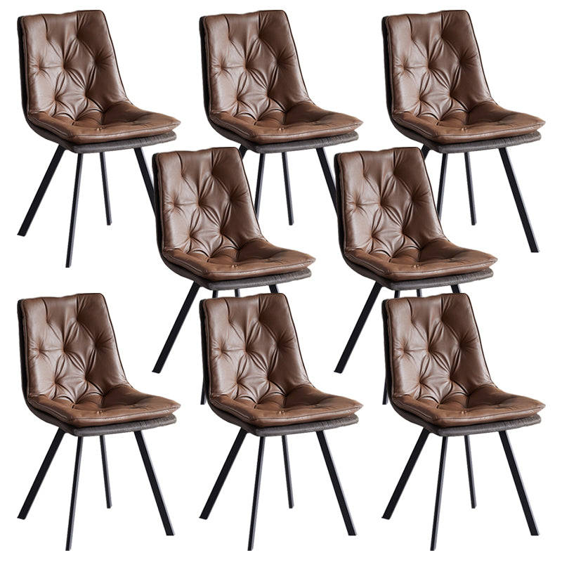 Industrial Indoor Faux Leather Upholstered Armless Parsons Dining Chair