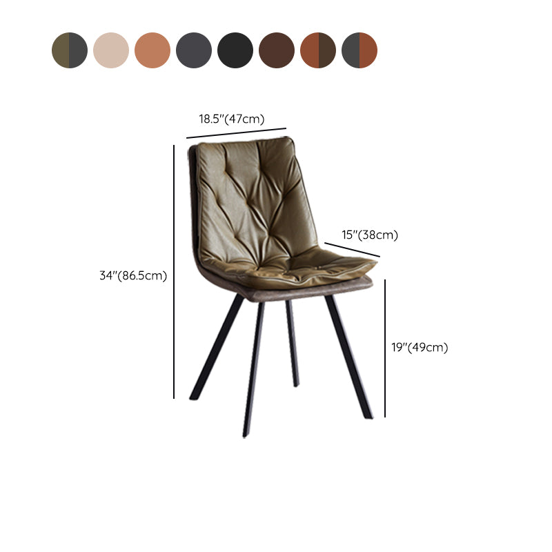 Industrial Indoor Faux Leather Upholstered Armless Parsons Dining Chair