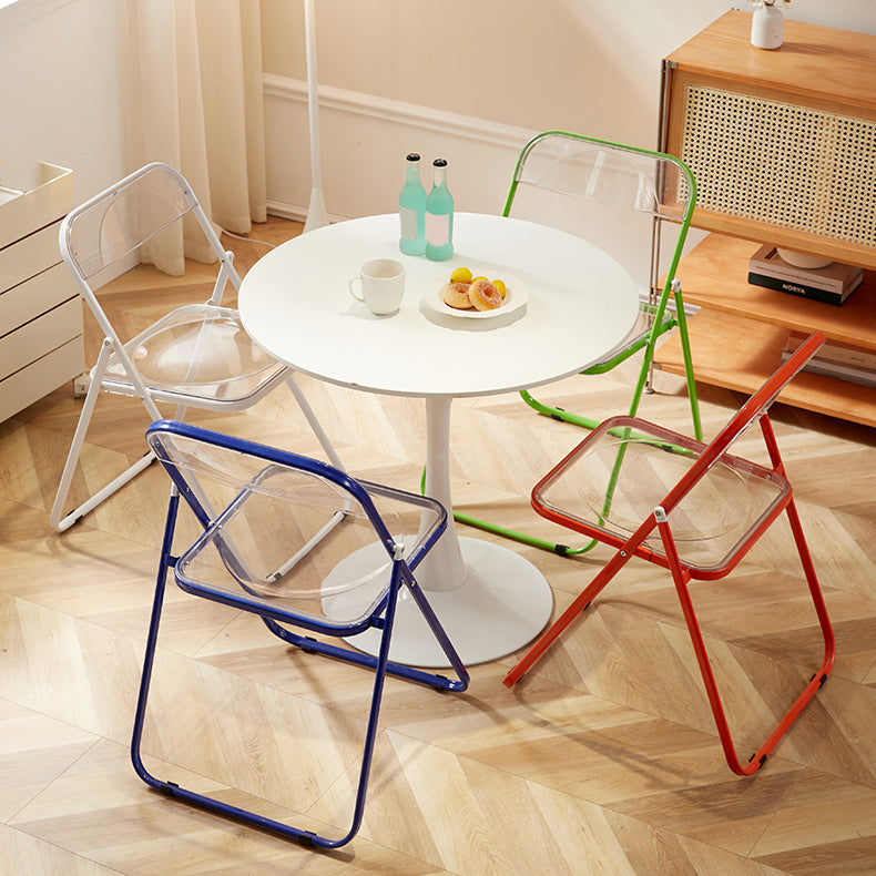 Contemporary Folding Open Back Metal Armless Dining Chairs(Set of 4/8)