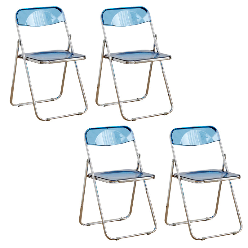 Contemporary Folding Open Back Metal Armless Dining Chairs(Set of 4/8)