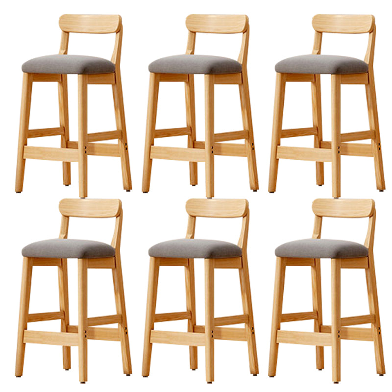 Modern Solid Wood  Counter Stool Bar-height Low Back Bar Stool with Footrest