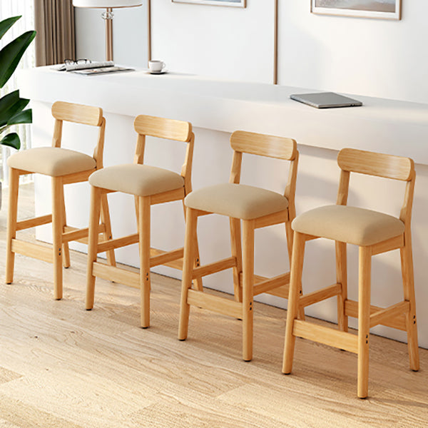 Modern Solid Wood  Counter Stool Bar-height Low Back Bar Stool with Footrest