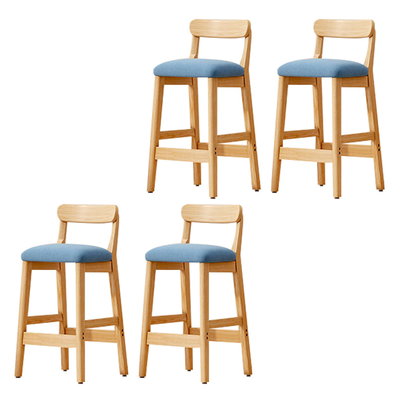 Modern Solid Wood  Counter Stool Bar-height Low Back Bar Stool with Footrest