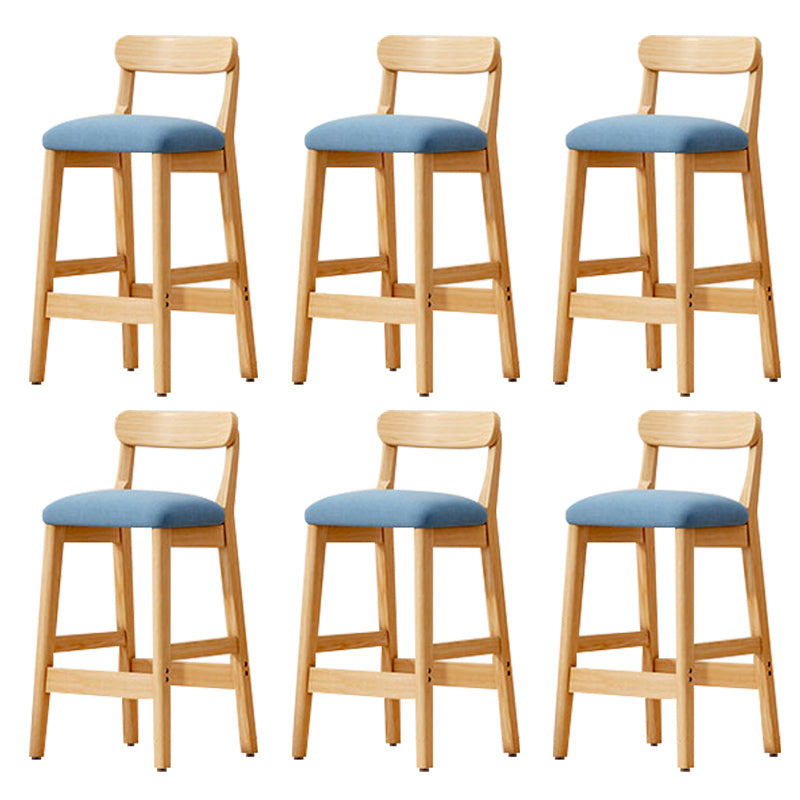 Modern Solid Wood  Counter Stool Bar-height Low Back Bar Stool with Footrest