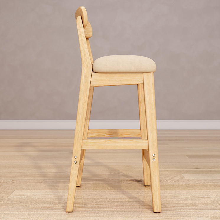 Modern Solid Wood  Counter Stool Bar-height Low Back Bar Stool with Footrest