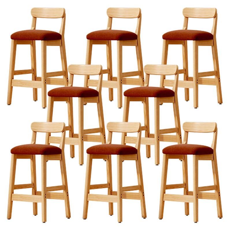 Modern Solid Wood  Counter Stool Bar-height Low Back Bar Stool with Footrest
