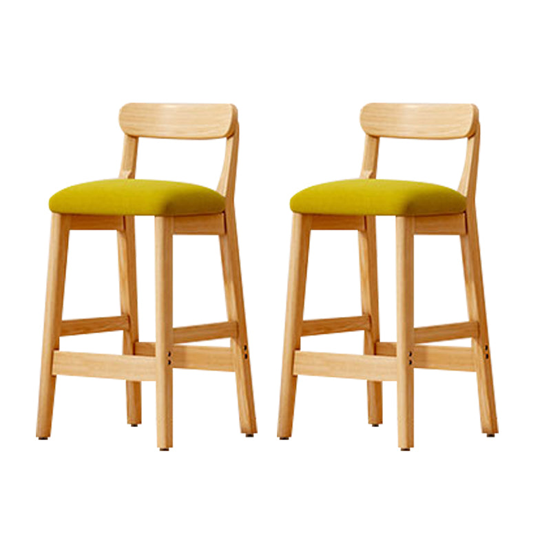 Modern Solid Wood  Counter Stool Bar-height Low Back Bar Stool with Footrest