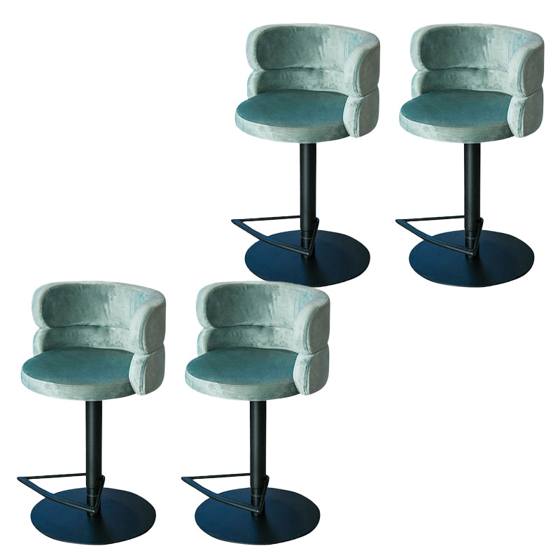 Green Bar Stools Adjustable Height Swivel Dining Stools with Metal Base