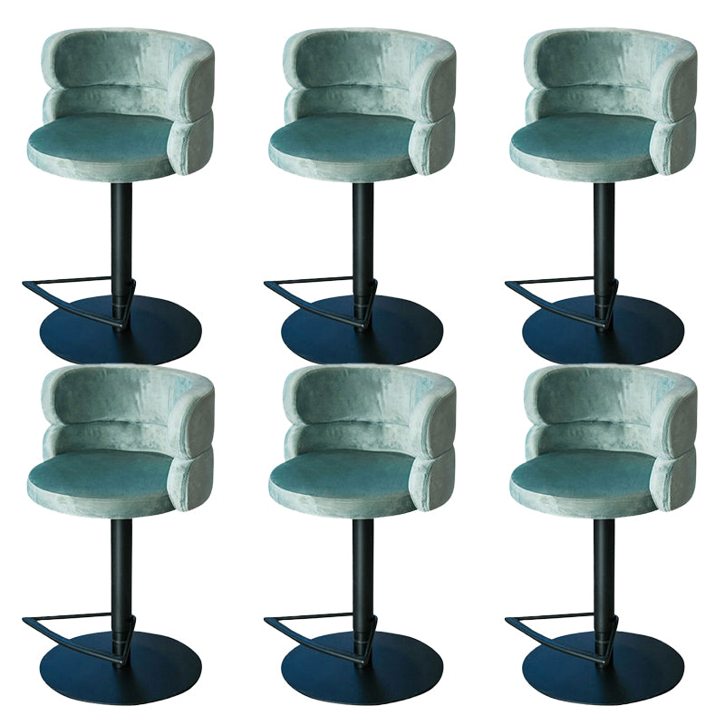 Green Bar Stools Adjustable Height Swivel Dining Stools with Metal Base