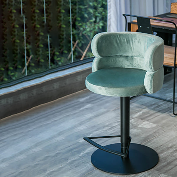 Green Bar Stools Adjustable Height Swivel Dining Stools with Metal Base