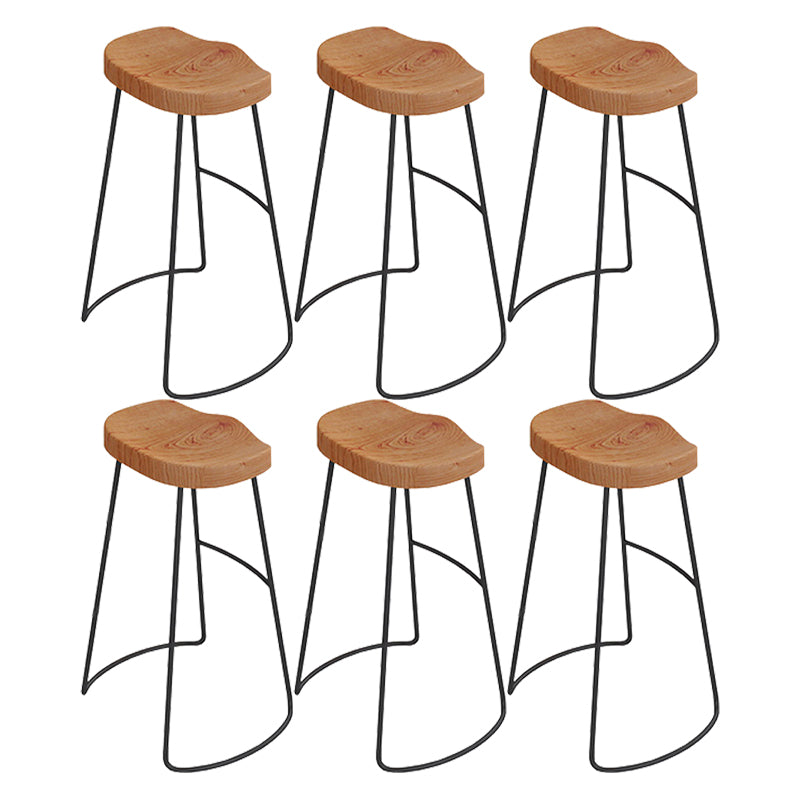 Wood Backless Dining Stools Contemporary Bar Stools with Footrest