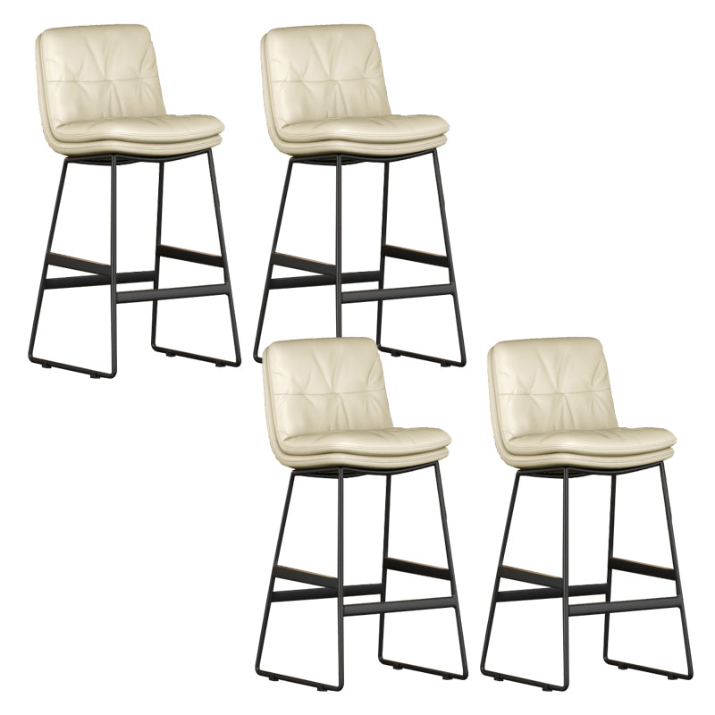 Faux Leather Bar Stools Industrial Metal Patio Bar Stool with Black Legs