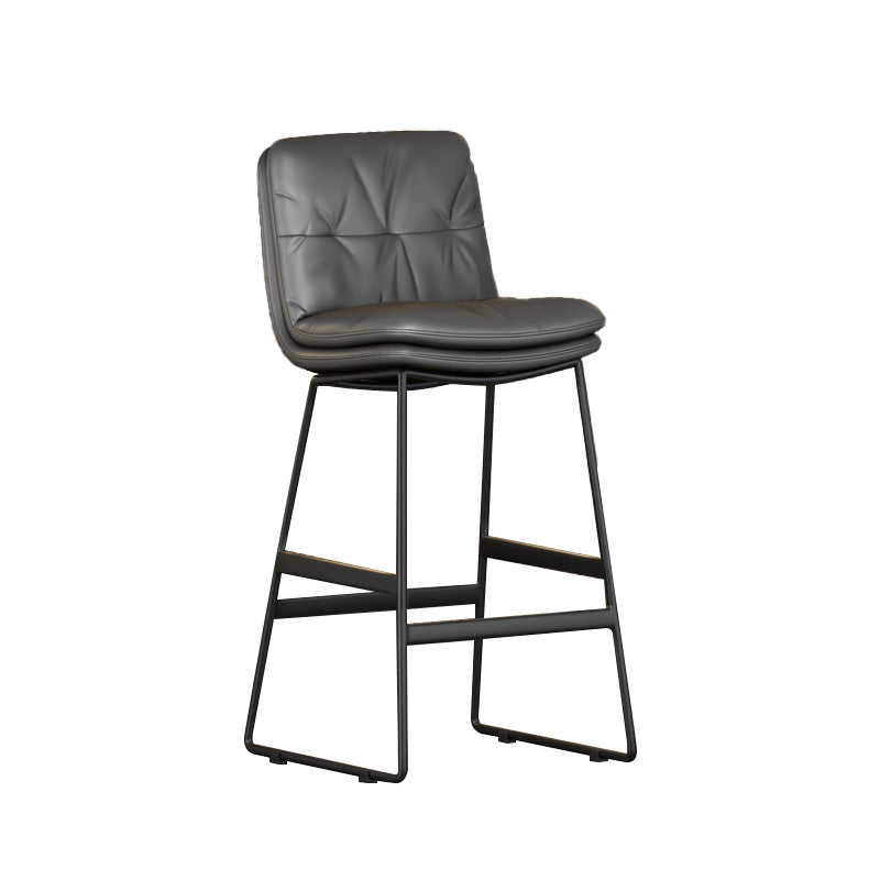 Faux Leather Bar Stools Industrial Metal Patio Bar Stool with Black Legs