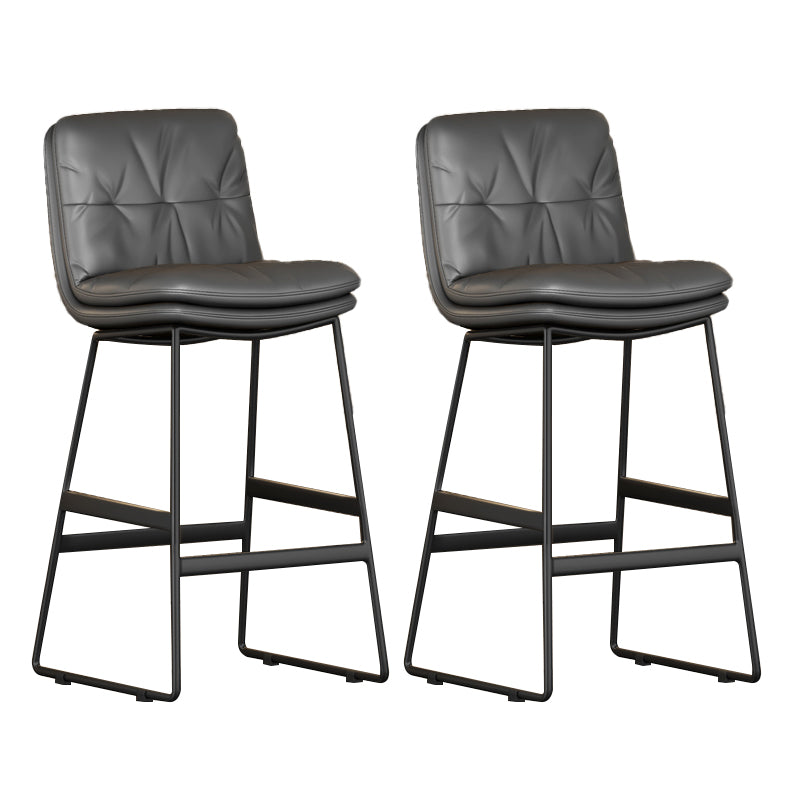 Faux Leather Bar Stools Industrial Metal Patio Bar Stool with Black Legs