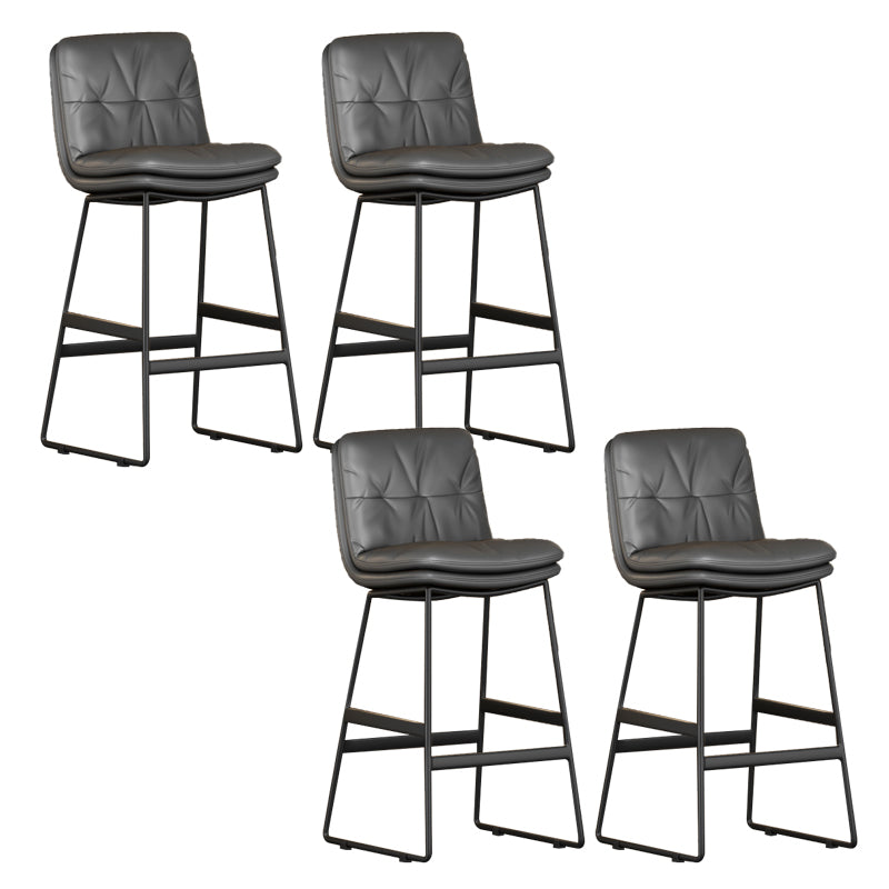 Faux Leather Bar Stools Industrial Metal Patio Bar Stool with Black Legs