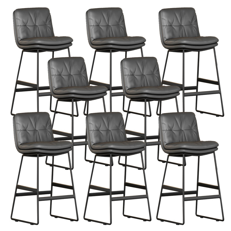 Faux Leather Bar Stools Industrial Metal Patio Bar Stool with Black Legs