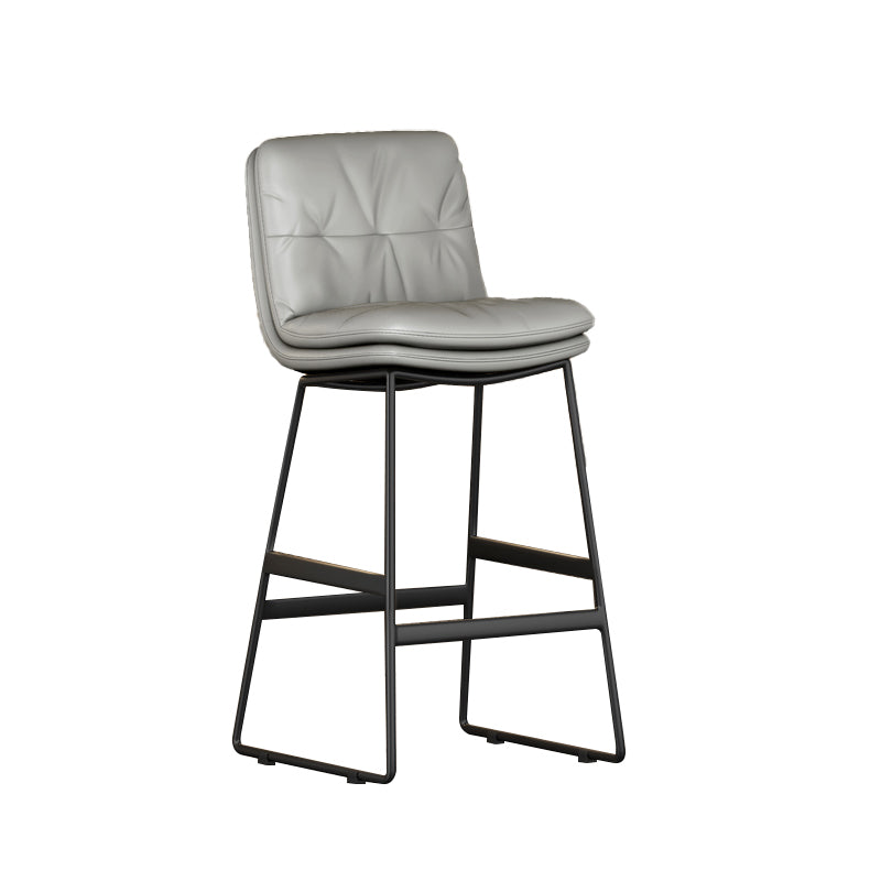 Faux Leather Bar Stools Industrial Metal Patio Bar Stool with Black Legs