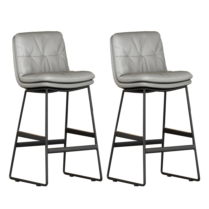 Faux Leather Bar Stools Industrial Metal Patio Bar Stool with Black Legs
