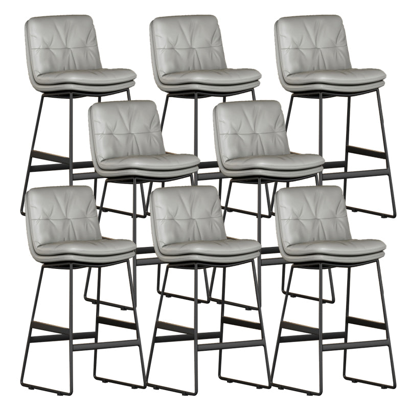 Faux Leather Bar Stools Industrial Metal Patio Bar Stool with Black Legs