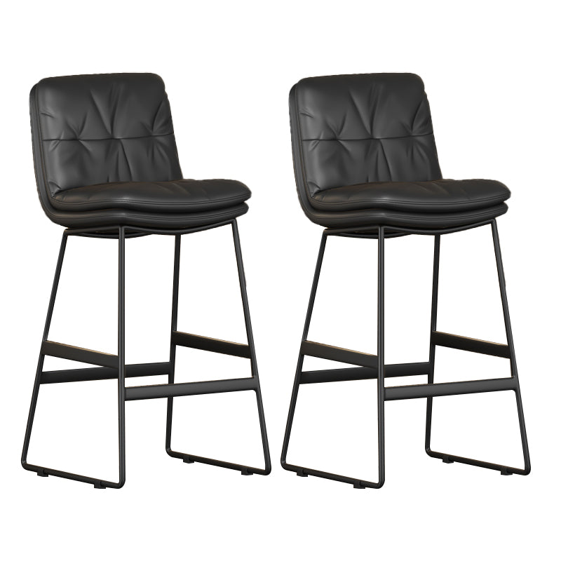 Faux Leather Bar Stools Industrial Metal Patio Bar Stool with Black Legs
