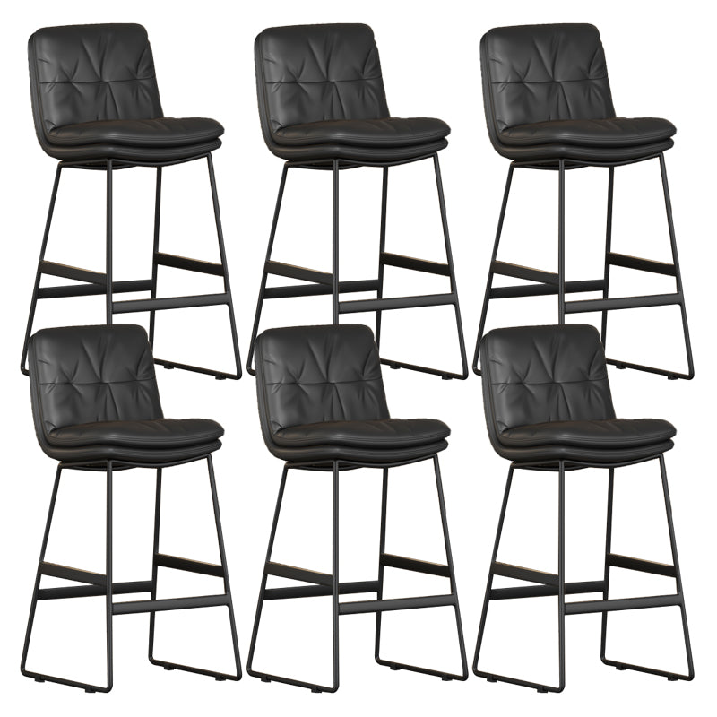Faux Leather Bar Stools Industrial Metal Patio Bar Stool with Black Legs