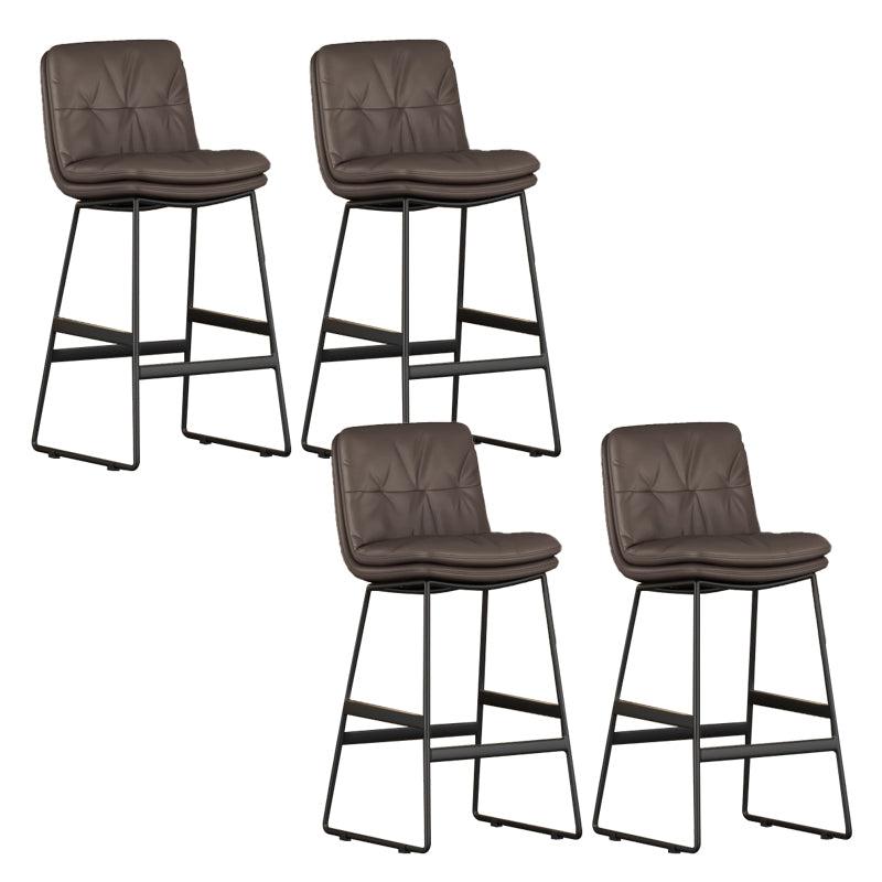Faux Leather Bar Stools Industrial Metal Patio Bar Stool with Black Legs