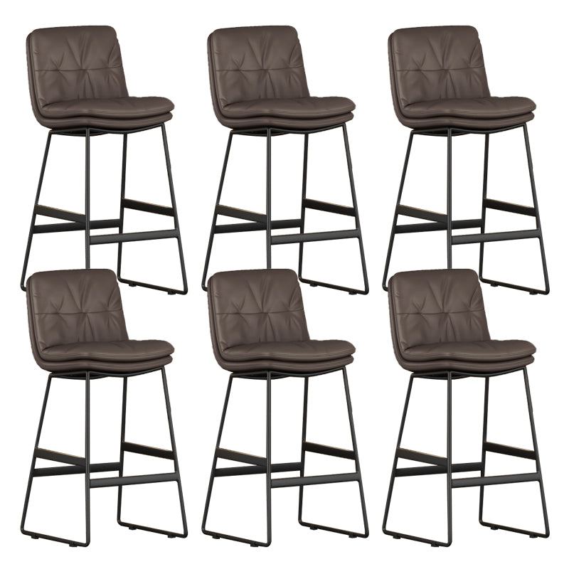 Faux Leather Bar Stools Industrial Metal Patio Bar Stool with Black Legs