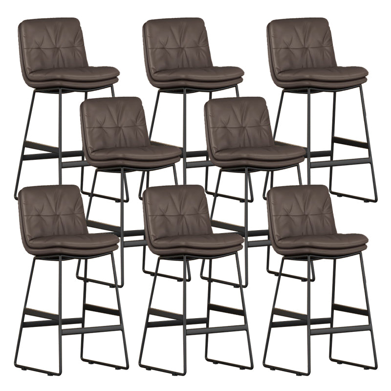Faux Leather Bar Stools Industrial Metal Patio Bar Stool with Black Legs