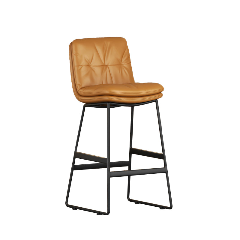 Faux Leather Bar Stools Industrial Metal Patio Bar Stool with Black Legs
