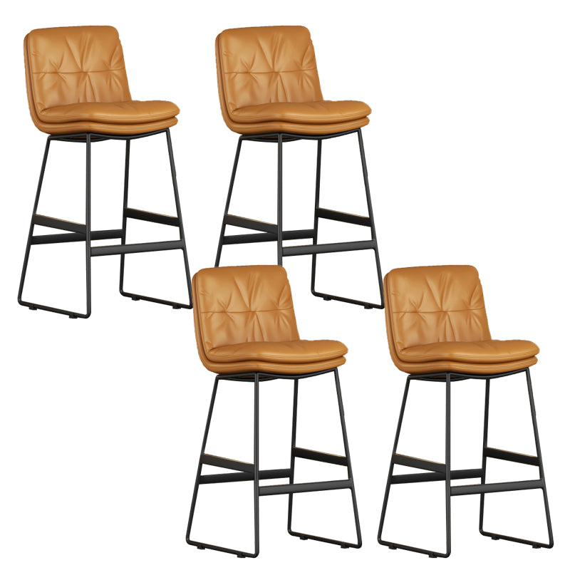 Faux Leather Bar Stools Industrial Metal Patio Bar Stool with Black Legs