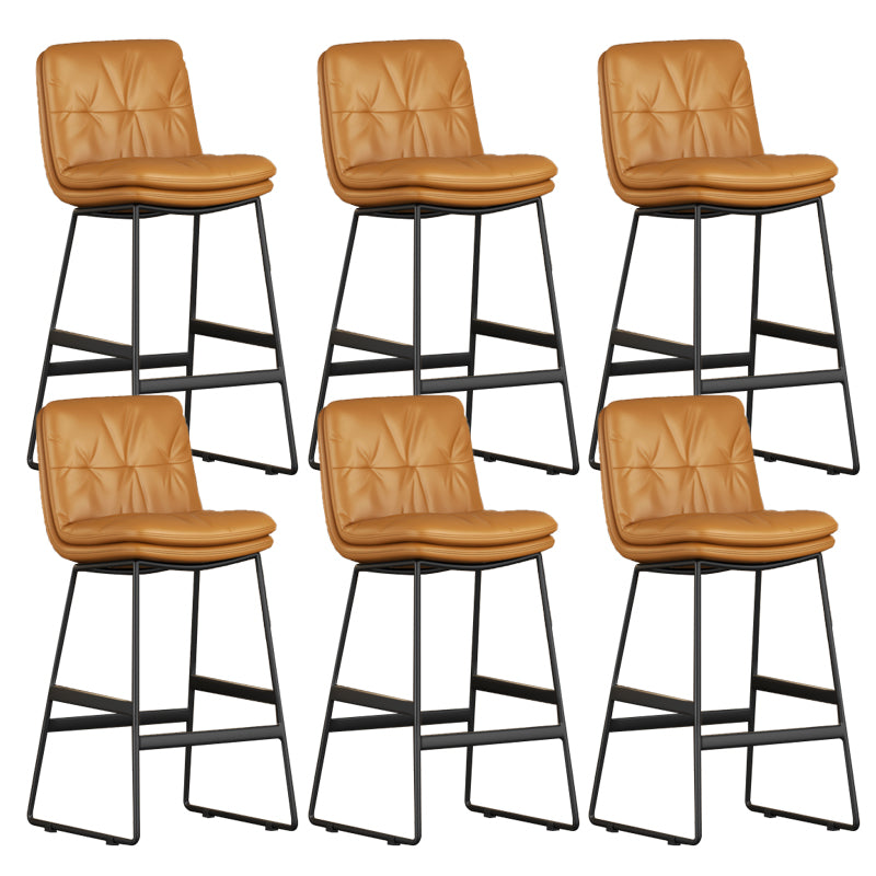 Faux Leather Bar Stools Industrial Metal Patio Bar Stool with Black Legs