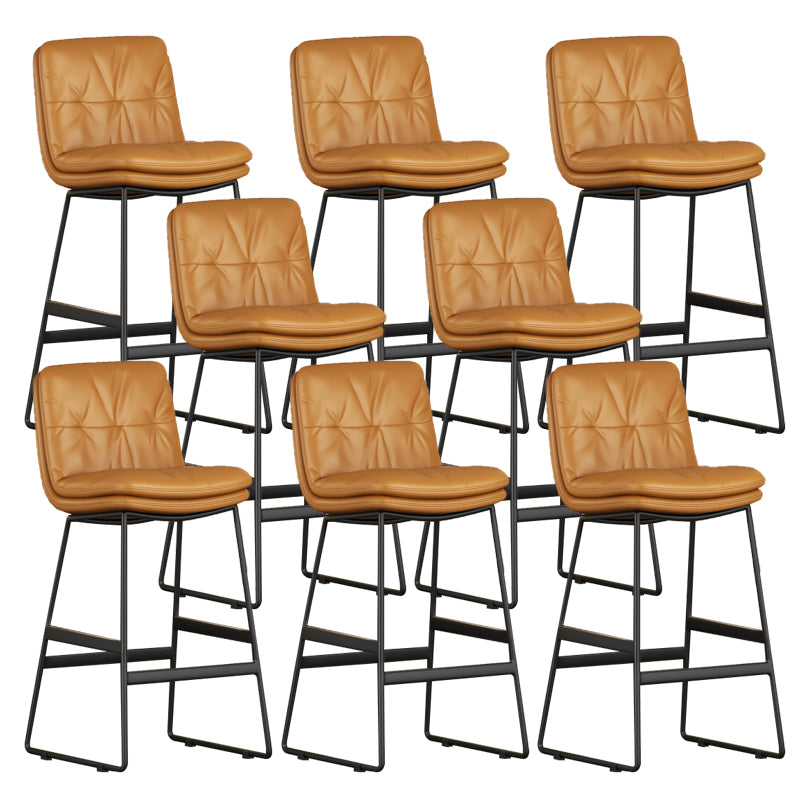 Faux Leather Bar Stools Industrial Metal Patio Bar Stool with Black Legs