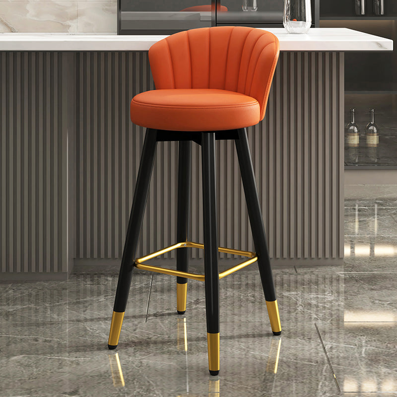 Contemporary Metal Legs Bar Stools Faux Leather Living Room Counter Chair