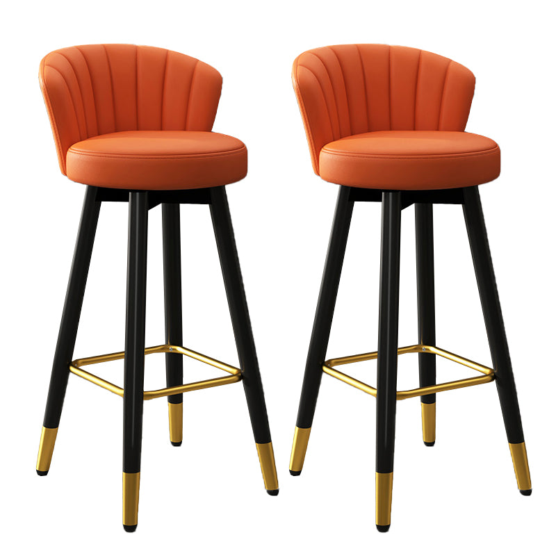 Contemporary Metal Legs Bar Stools Faux Leather Living Room Counter Chair