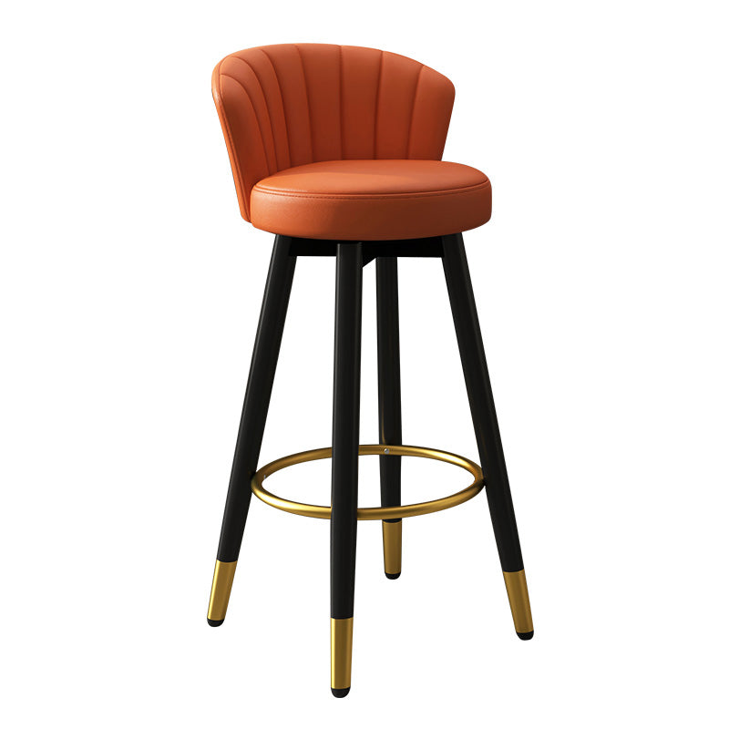 Contemporary Metal Legs Bar Stools Faux Leather Living Room Counter Chair