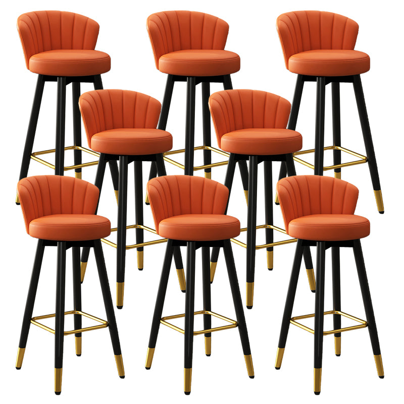 Contemporary Metal Legs Bar Stools Faux Leather Living Room Counter Chair