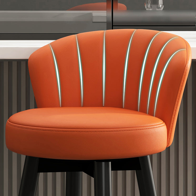 Contemporary Metal Legs Bar Stools Faux Leather Living Room Counter Chair