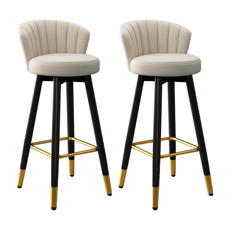 Contemporary Metal Legs Bar Stools Faux Leather Living Room Counter Chair