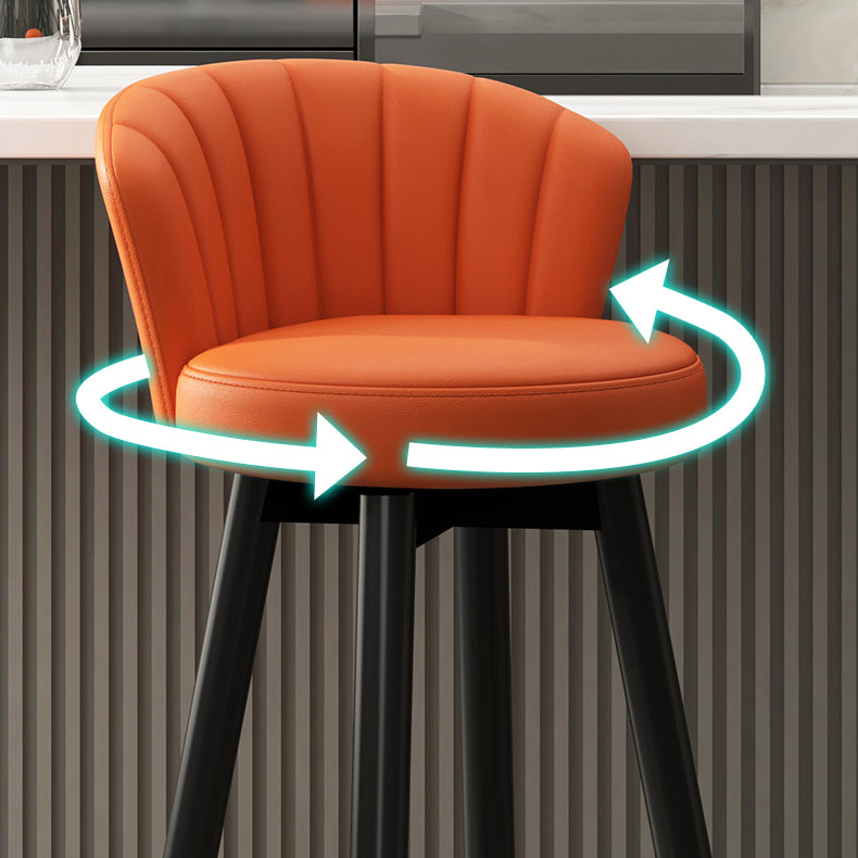Contemporary Metal Legs Bar Stools Faux Leather Living Room Counter Chair