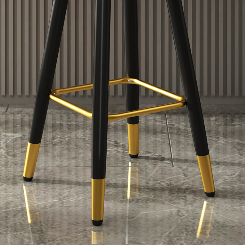 Contemporary Metal Legs Bar Stools Faux Leather Living Room Counter Chair