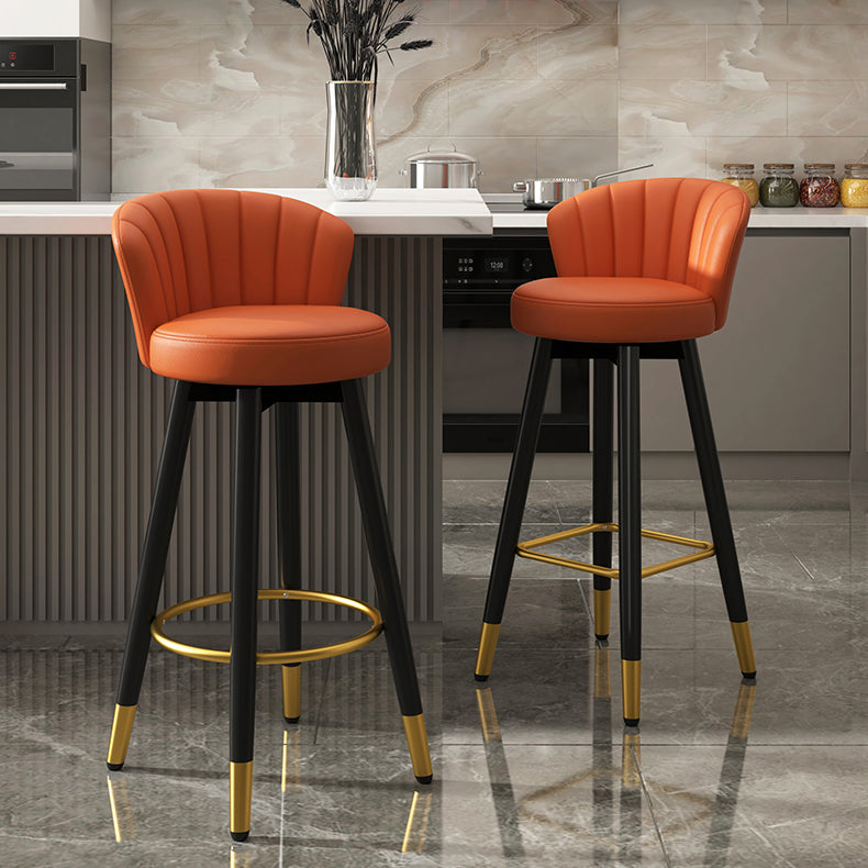 Contemporary Metal Legs Bar Stools Faux Leather Living Room Counter Chair